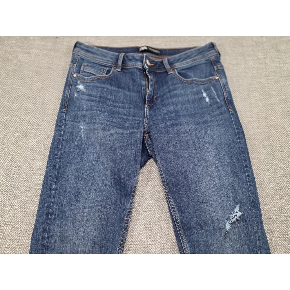 ZARA‎ Women Blue Wash Distressed Skinny Jeans Size EUR 40 US 8